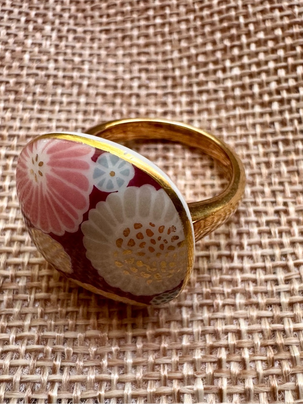 Bernardaud Porcelain Gold-Tone Ring with Floral Accents - Picture 3 of 7